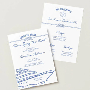 Ready or Yacht Blue Nautical Bachelorette Invitation