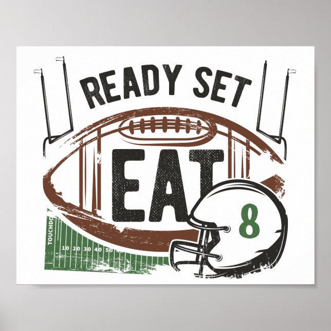 Ready, Set, Eat Custom Football Party Sign (Front)