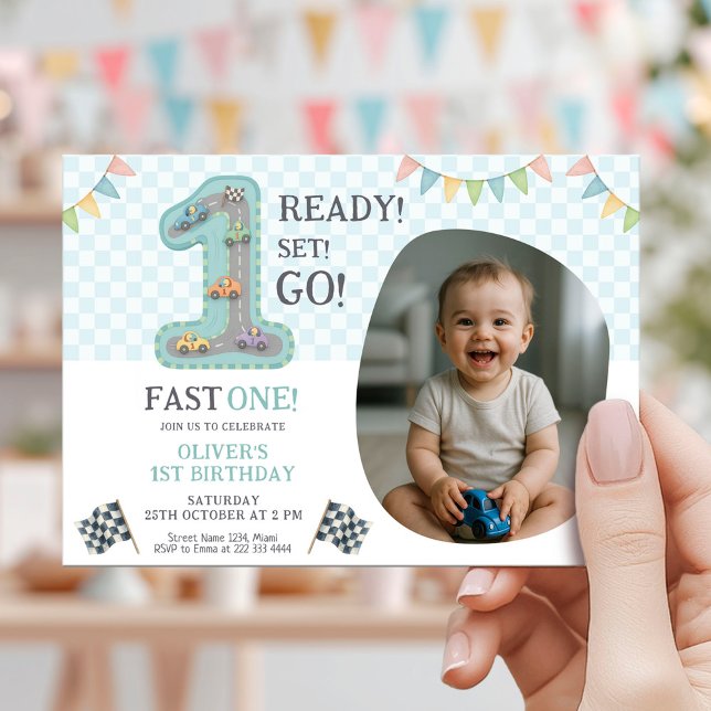 Ready Set Go First Birthday Invitation (Creator Uploaded)