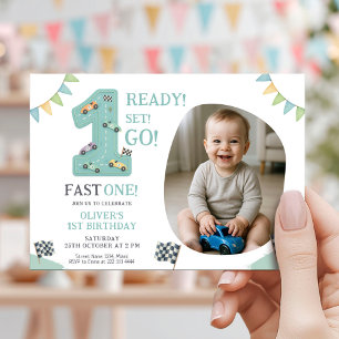 Ready Set Go First Birthday Invitation