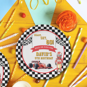 Ready Set Go Race On Boy Birthday Paper Plate