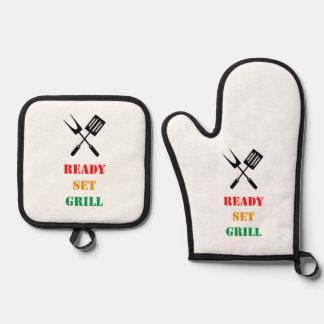 Ready, set, grill oven mitt & pot holder set