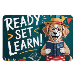Ready Set Learn Cute Teacher Dog Back to School Magnet