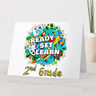 Ready Set Learn – Starting School 2nd Grade Kids   Thank You Card