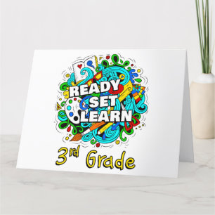Ready Set Learn – Starting School 3rd Grade Kids   Thank You Card
