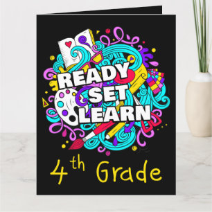 Ready Set Learn – Starting School 4th Grade Kids Thank You Card