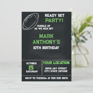Ready Set Party Football Birthday Invitation