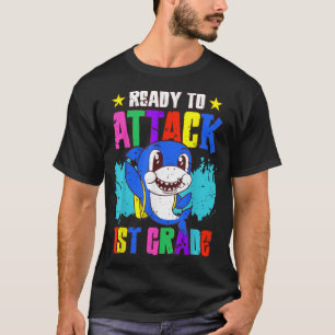 Ready To Attack 1st Grade Kids Boys Back to School T-Shirt