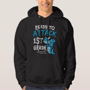 Ready to Attack 1st Grade Shark Back to School Hoodie