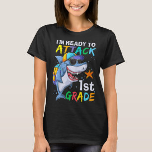 Ready To Attack 1st Grade Shark Back To School Sea T-Shirt