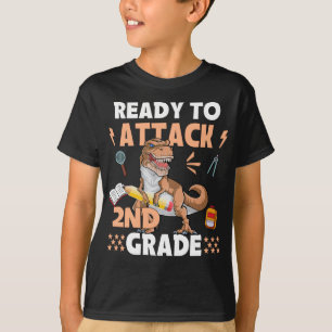 Ready To Attack 2nd Grade Apparel Dinosaur Back To T-Shirt