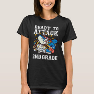 Ready To Attack 2nd Grade Boys Shark Back To Scho T-Shirt