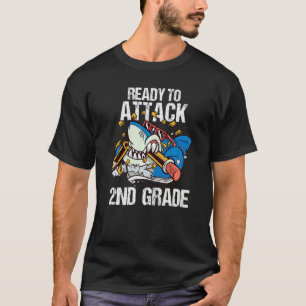 Ready To Attack 2nd Grade Boys Shark Back To Scho T-Shirt