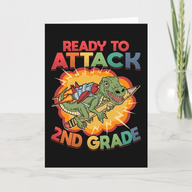 Ready to Attack 2nd Grade Dinosaur Second Day of Card (Front)