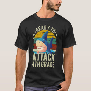 Ready To Attack 4th Grade Boys Shark Back To Schoo T-Shirt