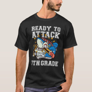 Ready To Attack 7th Grade Boys Shark Back To Scho T-Shirt