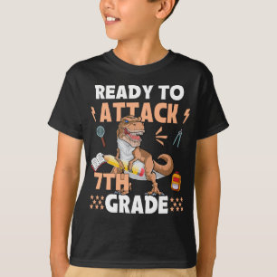 Ready To Attack 7th Grade Dinosaur Back To School T-Shirt