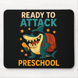 Ready To Attack Preschool Shark Back To School Boy Mouse Mat