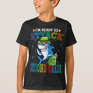 Ready To Attack Second Grade Shark Back School T-Shirt