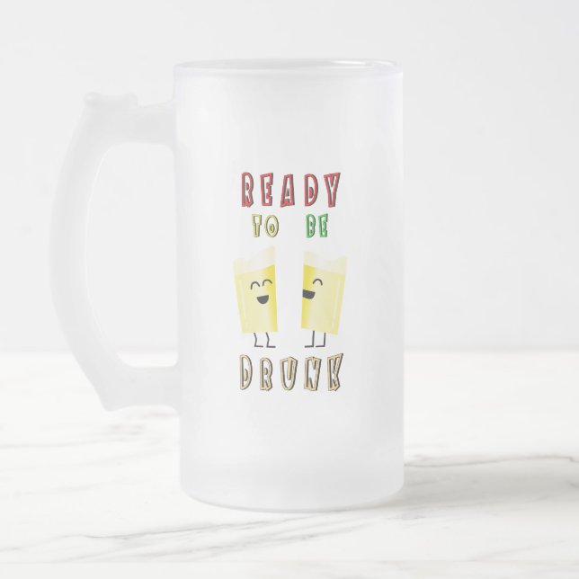 Ready To Be Drunk Wine International 4 August Beer Frosted Glass Beer Mug (Left)
