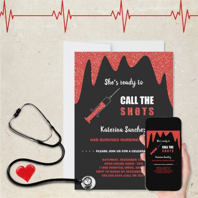 Ready to Call the Shots nursing school graduation Invitation (Creator Uploaded)