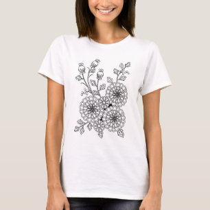 Ready to Colour Fancy Floral Design T-Shirt