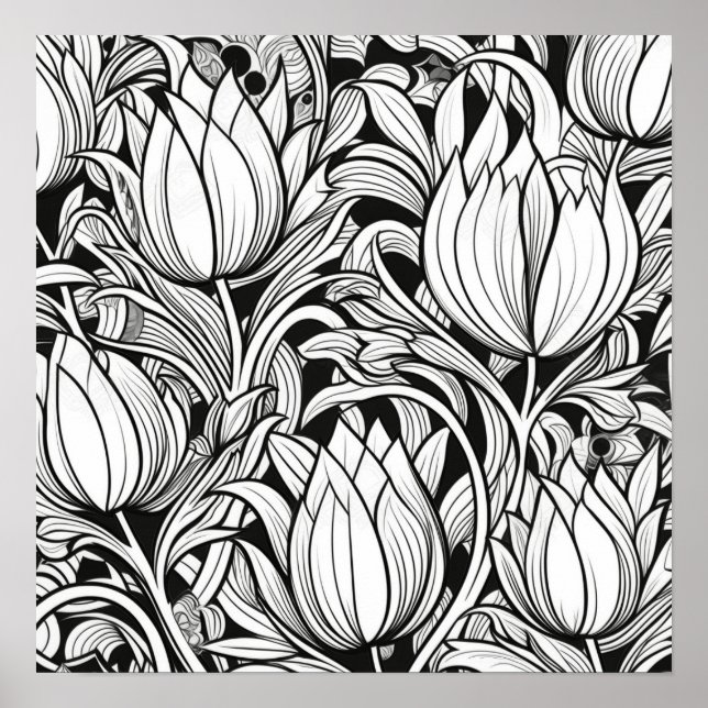 Ready To Colour Groovy Tulips Poster (Front)