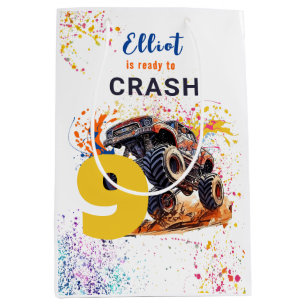 Ready to crash monster truck birthday medium gift bag