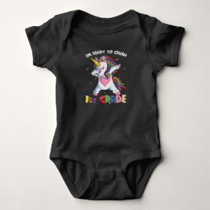 Ready to Crush 1st Grade Cute Unicorn School Kids Baby Bodysuit