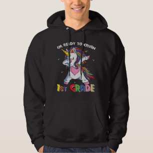 Ready to Crush 1st Grade Cute Unicorn School Kids Hoodie