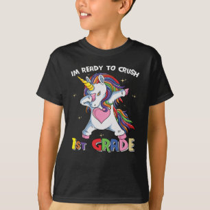 Ready to Crush 1st Grade Cute Unicorn School Kids T-Shirt