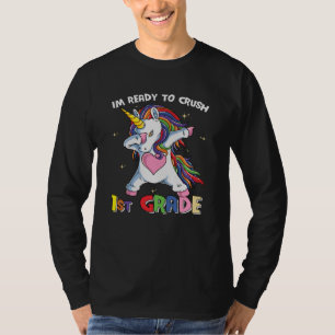 Ready to Crush 1st Grade Cute Unicorn School Kids  T-Shirt