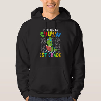 Ready To Crush 1st Grade Dinosaur Rex Boys Kids Hoodie