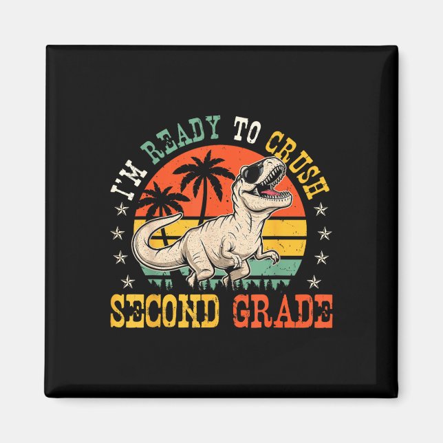 Ready to crush 2nd grade funny back to school boy magnet (Front)