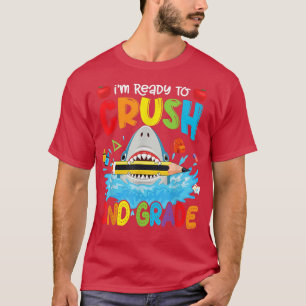 Ready To Crush 2nd Grade Funny Shark Boys Kid Back T-Shirt