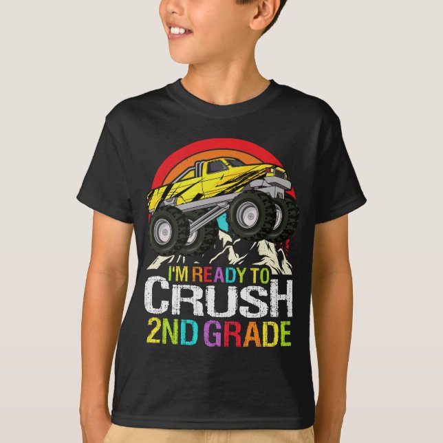 Ready To Crush 2nd Grade School Monster truck T-Shirt (Front)
