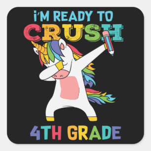 Ready to Crush 4th Grade Unicorn Back to School Square Sticker