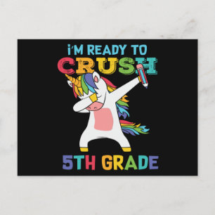 Ready to Crush 5th Grade Cute Unicorn School Kids Postcard