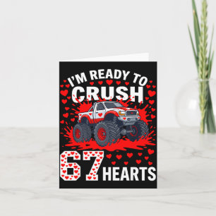 Ready To Crush 67 Hearts Monster Truck Valentines  Card