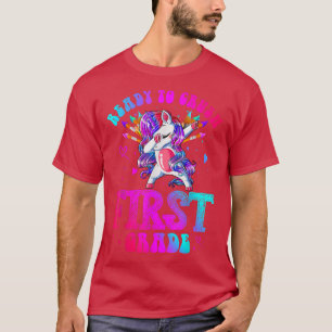 Ready to Crush First Grade Unicorn Dabbing Teacher T-Shirt