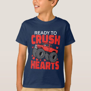 Ready To Crush Hearts Valentines Day Monster Truck T-Shirt