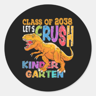 Ready To Crush Kindergarten 2038 Dinosaur Back To Classic Round Sticker