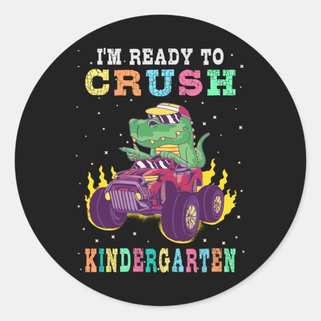 Ready to crush kindergarten classic round sticker (Front)