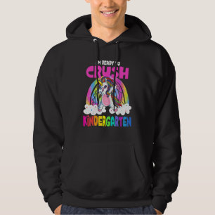 Ready To Crush Kindergarten Dabbing Unicorn Back T Hoodie