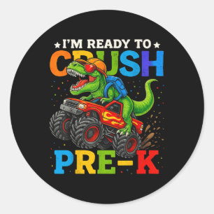 Ready To Crush Pre-k Back To School Monster Truck  Classic Round Sticker