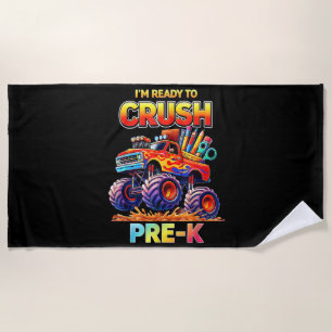 Ready to Crush Pre-K Monster Truck Back to School Beach Towel