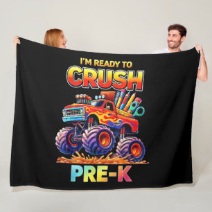 Ready to Crush Pre-K Monster Truck Back to School Fleece Blanket