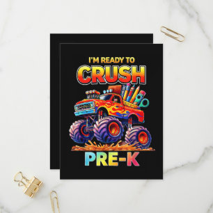 Ready to Crush Pre-K Monster Truck Back to School Invitation Postcard