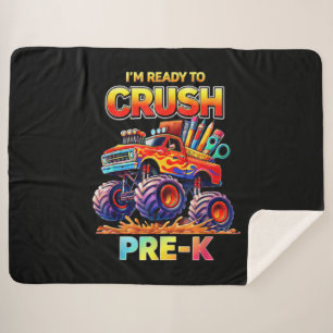 Ready to Crush Pre-K Monster Truck Back to School Sherpa Blanket