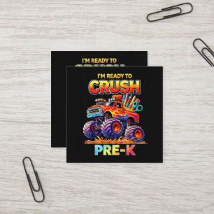 Ready to Crush Pre-K Monster Truck Back to School Square Business Card